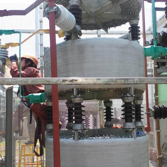 龍巖220kV赤水變電站10kV電容器Ⅰ、Ⅲ組支柱瓷瓶，全封閉干式放電線圈，串聯(lián)電抗器-（透明防污閃涂料）